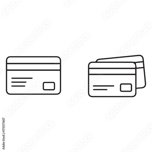Credit Card Icons with Single and Stacked Views debit card