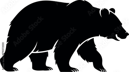 Majestic brown bear silhouette powerful wild animal icon symbol nature wildlife vector