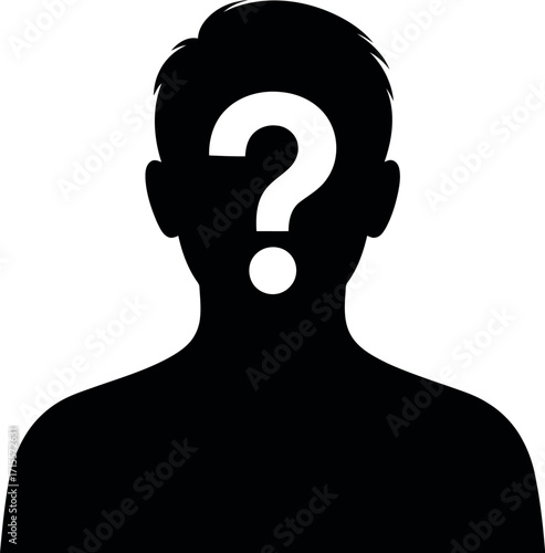 Anonymous figure question mark silhouette uncertainty concept vector