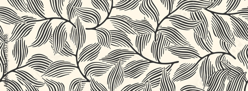 Abstract seamless pattern with dotted leaf.	