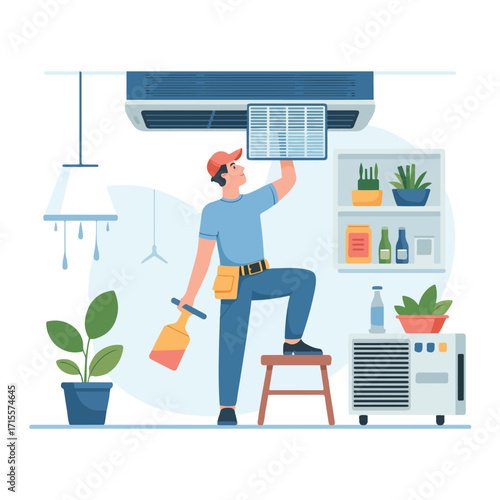 Air conditioner maintenance service illustration