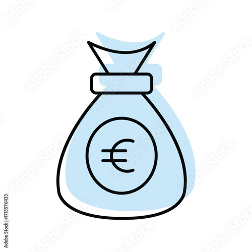 Euro Money Bag color shadow thinline icon , vector, pixel perfect, illustrator file 
