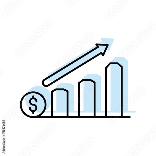 Financial Growth color shadow thinline icon , vector, pixel perfect, illustrator file 
