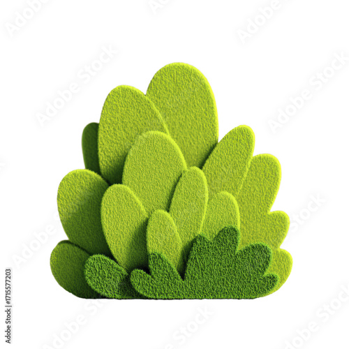 Stylized green bush with rounded leafy shapes on a transparent background