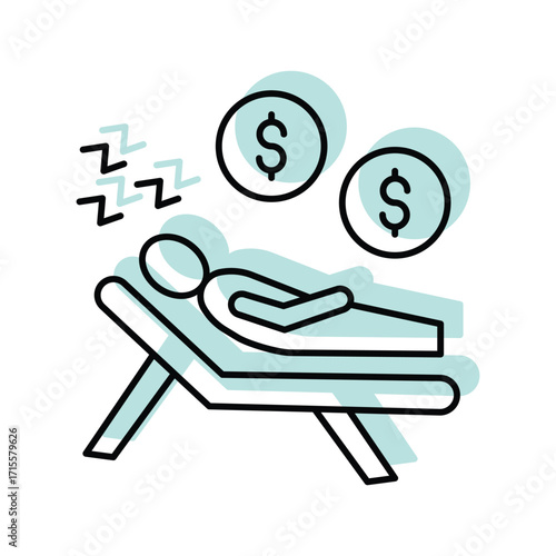 Passive Income color shadow thinline icon , vector, pixel perfect, illustrator file 
