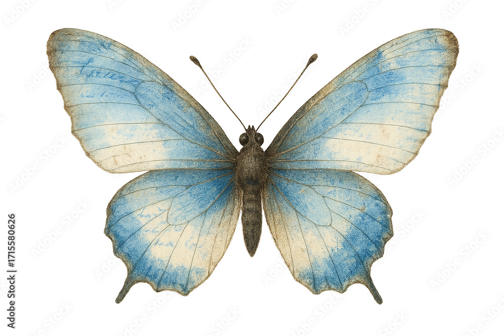 Fototapeta premium Vintage Butterfly Junk Journal Clipart - Scrapbook Ephemera, Collage Decor