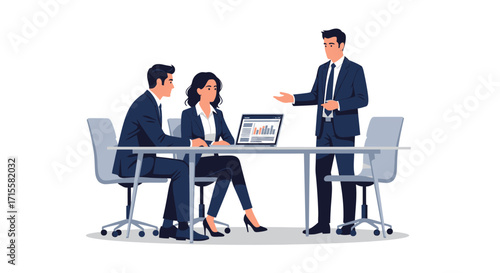 Business presentation with charts in the office meeting with colleagues