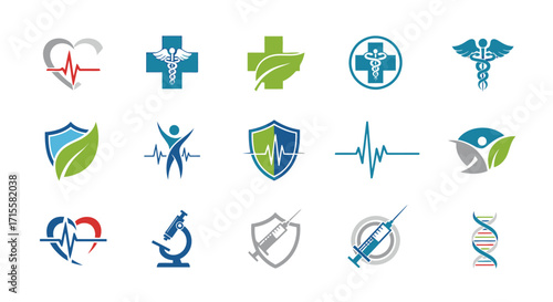 Collection of Abstract Medical Logos for Healthcare Industry and Medical Research