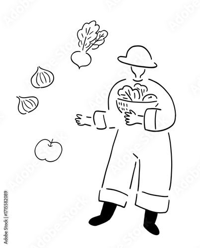 ファーマー_手描きイラスト_線画｜Farmer