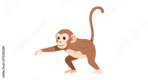 Whimsical Monkey Cartoon Character Animated Tropical Primate
