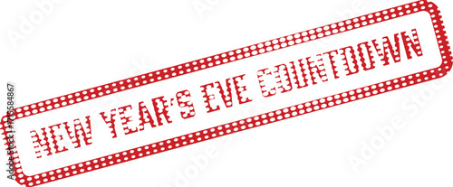 Red stamp with rounded edges showing text New Years Eve Countdown on white