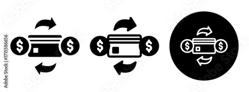 Wire Transfer Icon Collection Glyph & Mixed Style
