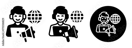Telemarketing Icon Collection Glyph & Mixed Style