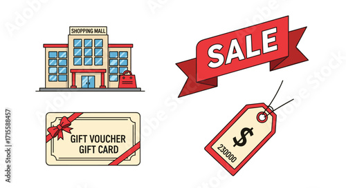 Grab amazing deals at the shopping mall with gift card offers and sale tags enjoy shopping spree find discount price tag perfect gift voucher, Generative AI.