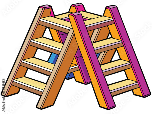 Colorful wooden climbing structure for small animals vector