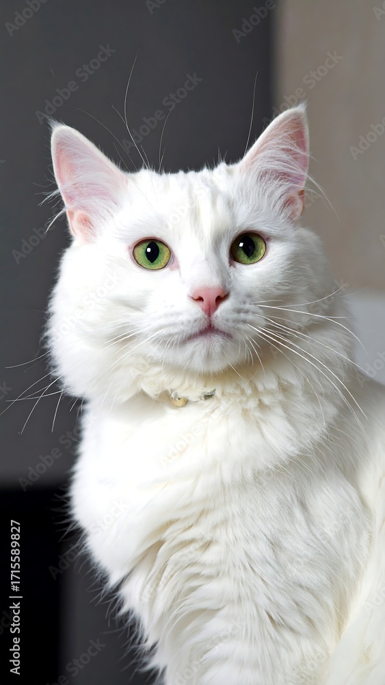 Fototapeta premium White cat portrait close-up