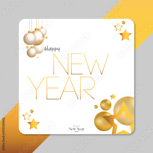 Elegant 2026 new year celebration with snowflakes and bells