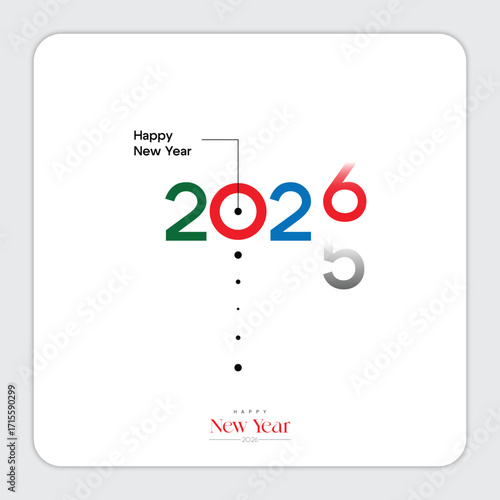 Elegant 2026 new year celebration with snowflakes and bells