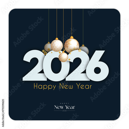 Elegant 2026 new year celebration with snowflakes and bells