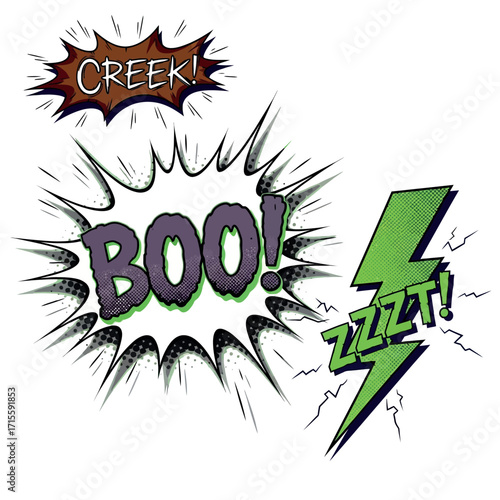Spooky Halloween Comic Book Sound Effects Collection for Scary Nights