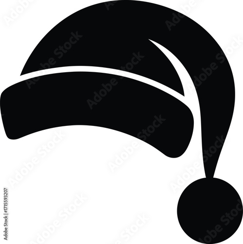Santa hat silhouette, black vector
