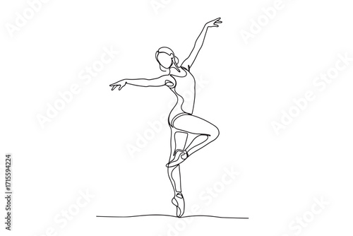 Continuous Line Drawing of a ballet dancer in a graceful pose