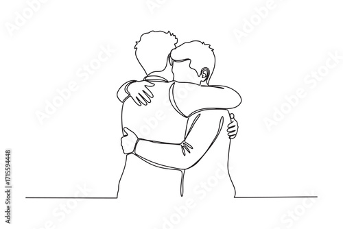Continuous Line Drawing of a two people hugging
