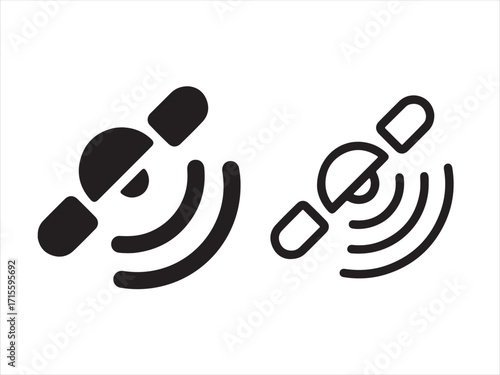 Satellite icon isolated on white background, communication and technology concept