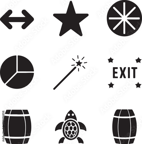 Diverse Graphic Icons and Essential Symbols