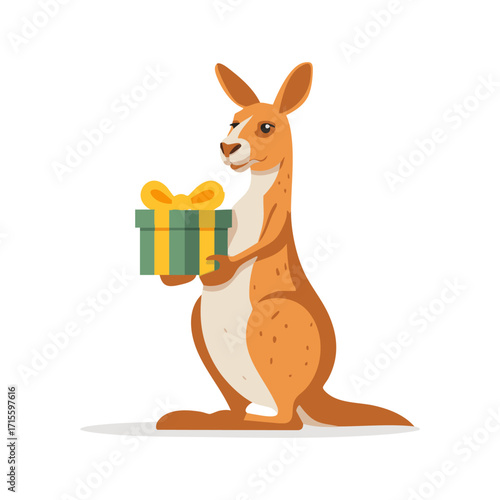 Kangaroo Holding A Gift Box