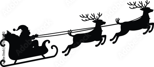 Christmas tree silhouette, black vector, isolated on white