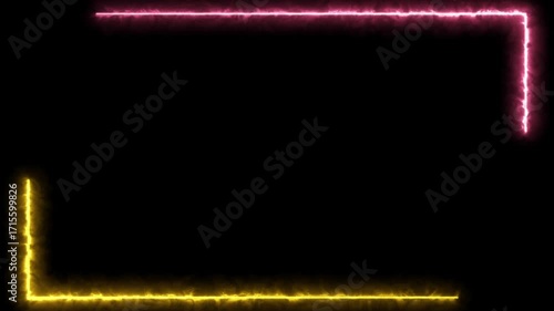 Neon light line animation loop background, iridescent colour animation