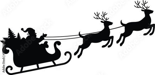 Christmas stocking silhouette, black vector