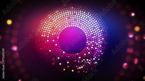 Abstract circular design with textured gradient shimmers in pink purple and blue hues background