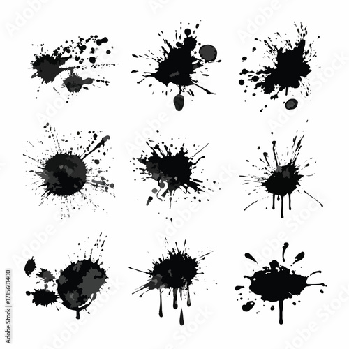 黒インクのしぶきベクターイラスト集