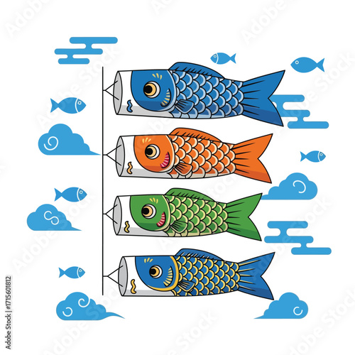 Colorful Koi Nobori Carp Streamers for Children s Day Celebration