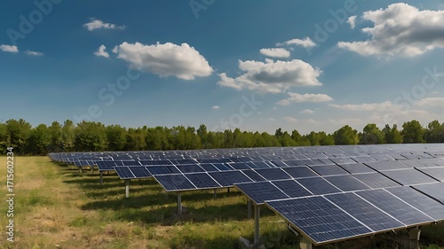 Solar panels farm renewable energy photovoltaic cells green energy solar power generation system field
