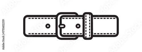 Black and White Fashionable Belt Icon with Buckle Fastening Element Design