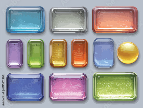 カラフルな光沢のあるベクトルスタイルのボタンコレクション