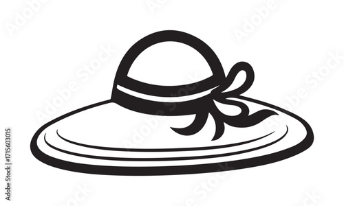 Black and White of a Floppy Hat with Ribbon