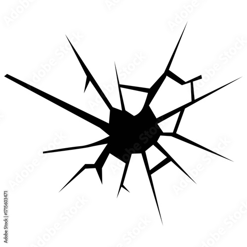 Broken Glass Crack Vector Illustration Shattered Window Impact Effect Design
