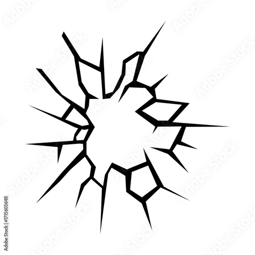 Broken Glass Crack Vector Illustration Shattered Window Impact Effect Design