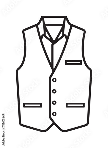 Black and White Outline of a Vest Over a Shirt