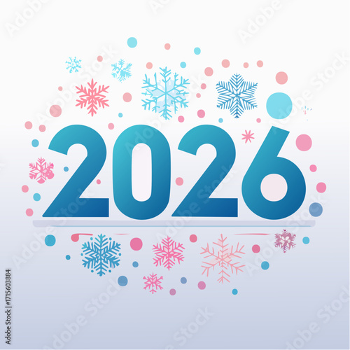 Celebrate the New Year 2026 Festive Snowflake Design for Holiday Greetings