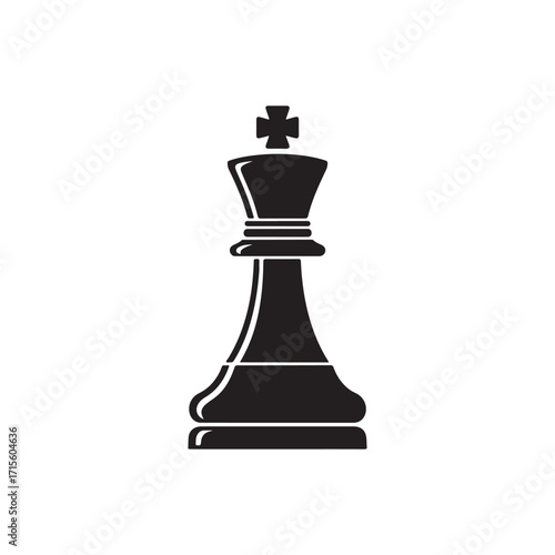 Chess King Piece Vector Silhouette Icon Design.