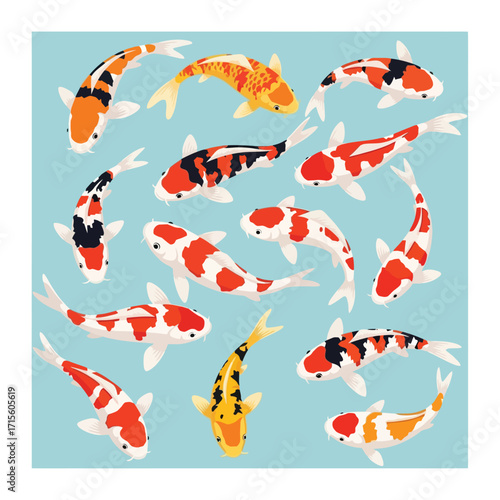 Koi Fish Collection Colorful Japanese Carp Illustration Perfect for Prints Cards More
