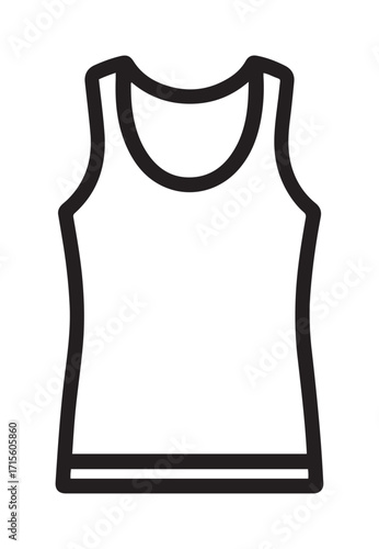 Simple Black Outline of a Sleeveless Tank Top Apparel Item