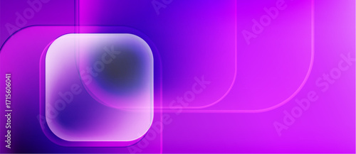 Abstract purple background. Rounded squares, lines create modern design. Gradient effect, smooth transitions, vibrant colors. Minimalist aesthetic.