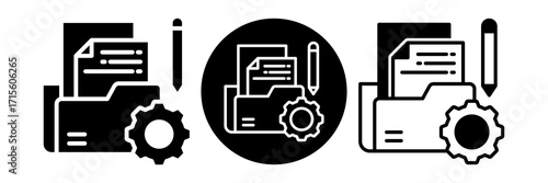 Record Management Icon Glyph & Mixed Style Collection Set