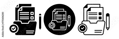 Record Keeping Icon Glyph & Mixed Style Collection Set